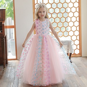 Váy dự tiệc cao cấp đính cánh bướm 3D cho bé